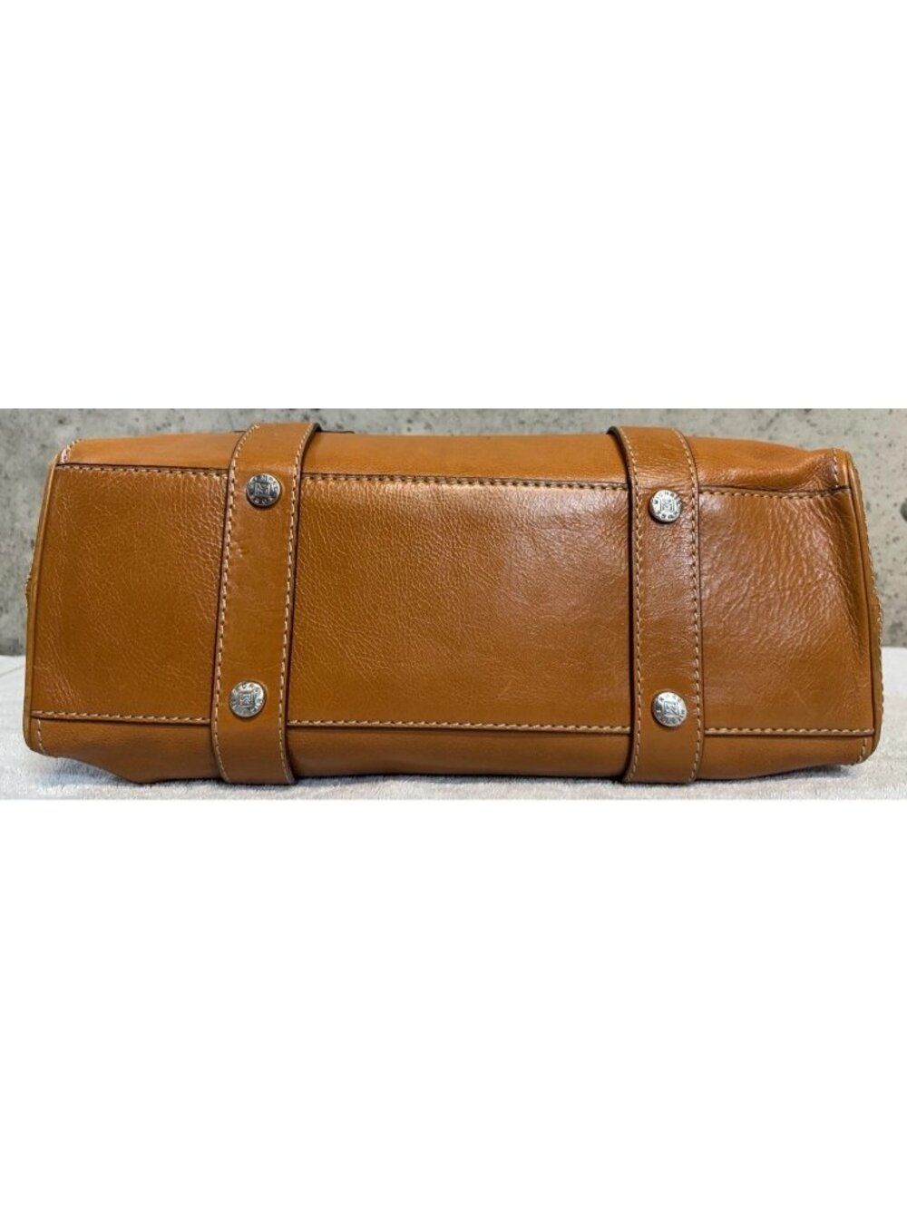 Michael Kors Vintage Astor Cognac Brown Leather Satchel Belted Handbag Purse Y2K - Picture 12 of 12